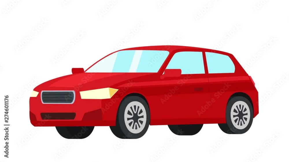 Cartoon isolated red car flat animation Cartoon isolated red car flat animation