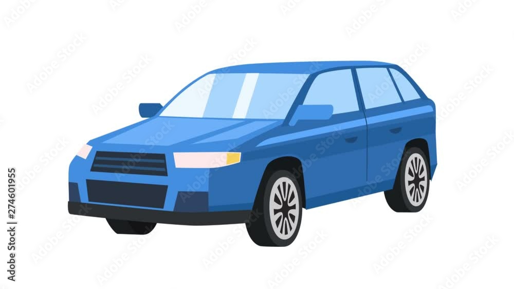 Cartoon isolated blue car animation Cartoon isolated blue car animation