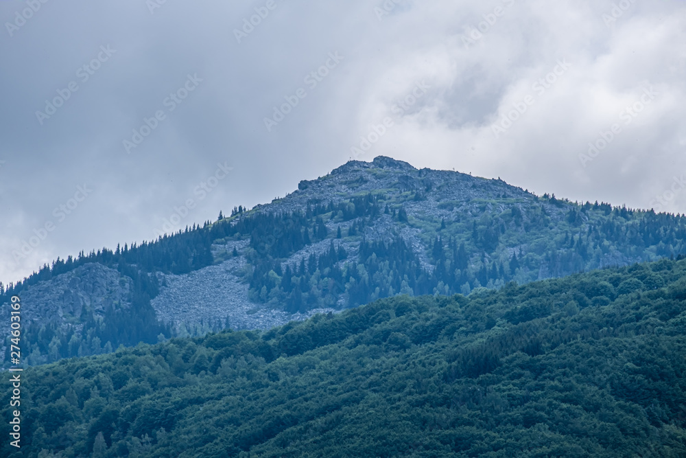 Fototapeta premium Hiking to the top of the Vitosha Mountain massif, on the outskirts of Sofia, the capital of Bulgaria.