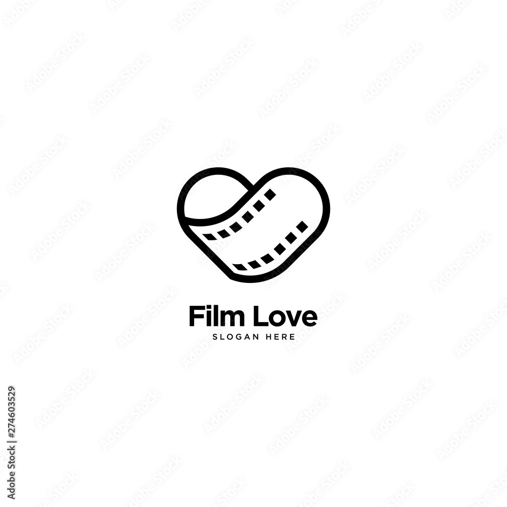 Film Love Logo Outline Monoline Film Love Logo Outline Monoline
