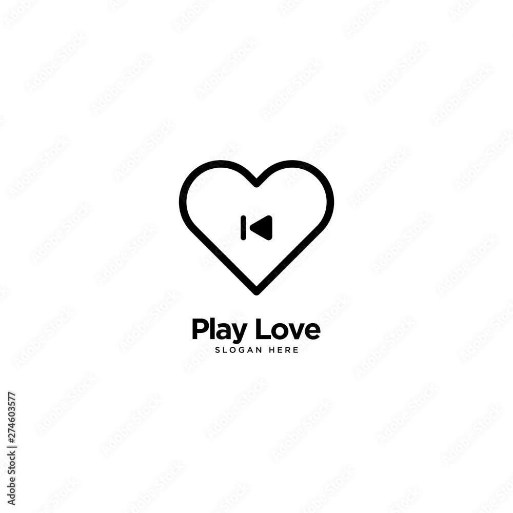 Play Love Logo Outline Monoline
