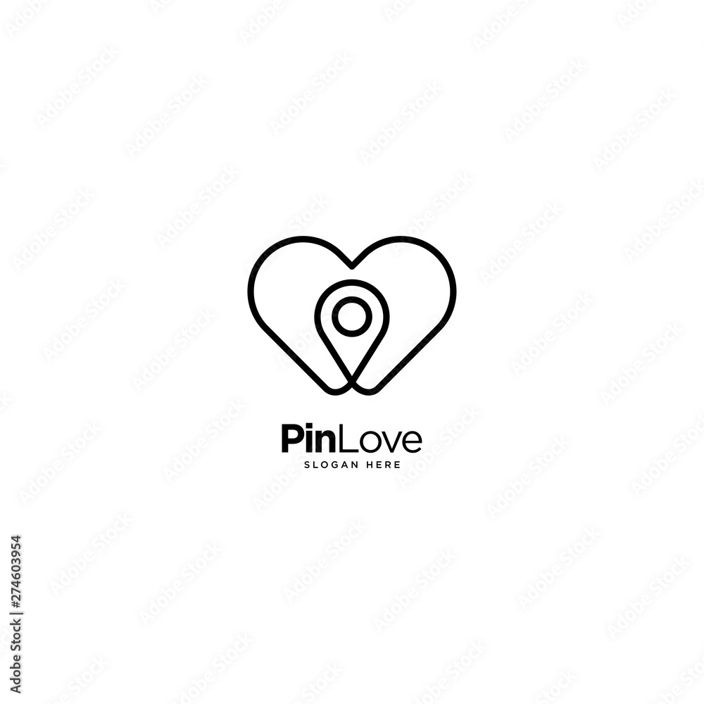 Pin Love logo Design Vector