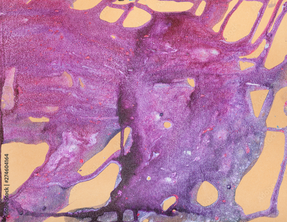 abstract purple blobs in fluid acrylic technique