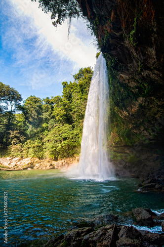 Misol-Ha Waterfall  Mexico - November 24  2010. Waterfall in sunset  Yucatan peninsula  Chiapas