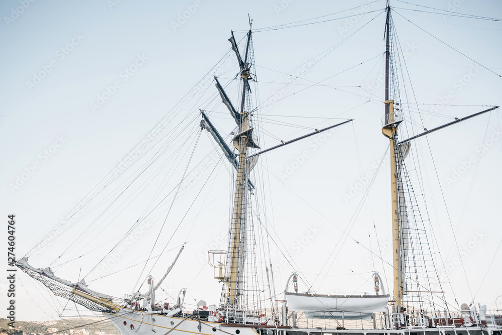 Fototapeta premium View of a sailing ship with masts.