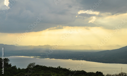 Mountains  trees  wind  sun  clouds