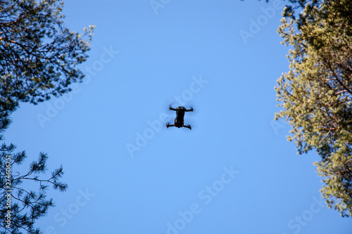 Quadcopter is flying over the ground