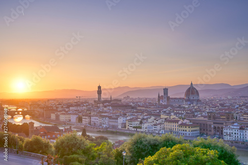 The sunset over Florence, capital of Italy’s Tuscany region.