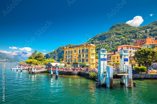 Varena old town on Lake Como with the mountains in the background, Italy, Europe
