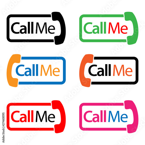 Call me icon stock-vector. Colorful set icon