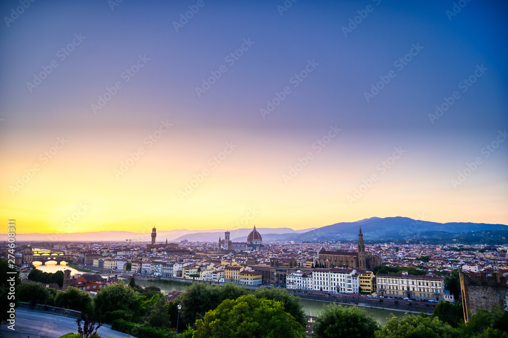 The sunset over Florence, capital of Italy’s Tuscany region.