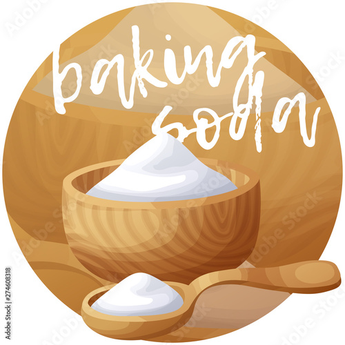 Baking soda ingrdient. Cartoon vector icon on gradient background
