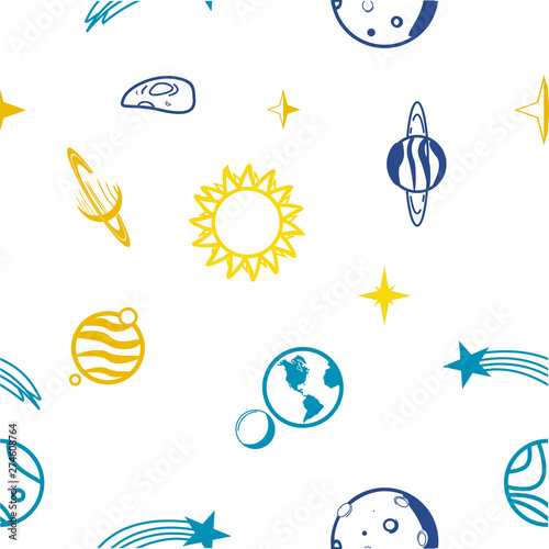 Seamless pattern. of the planet on white background