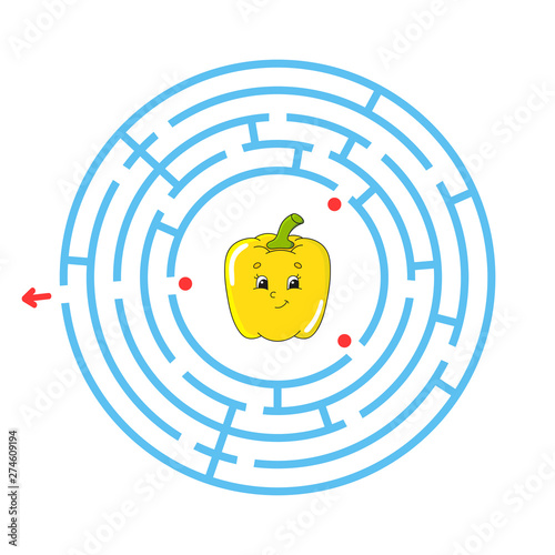 Maze. Game for kids. Funny labyrinth. Education developing worksheet. Activity page. Puzzle for children. Cute cartoon style. Riddle for preschool. Logical conundrum. Color vector illustration.