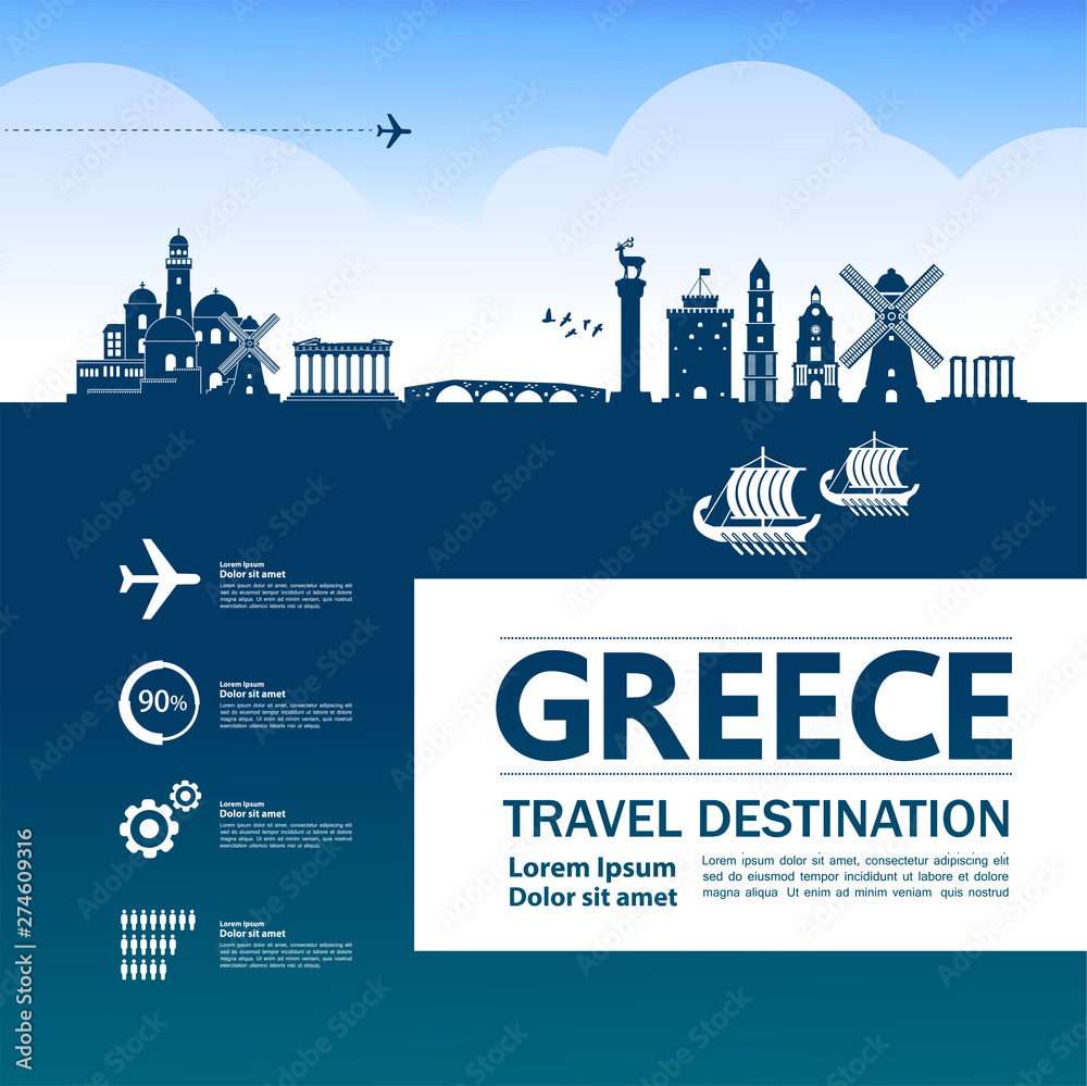 Greece travel destination grand vector illustration.