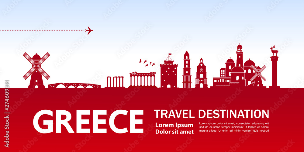 Greece travel destination grand vector illustration.