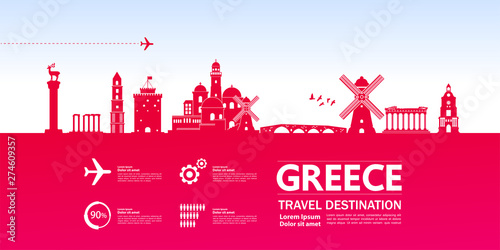 Greece travel destination grand vector illustration.