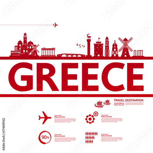 Greece travel destination grand vector illustration.