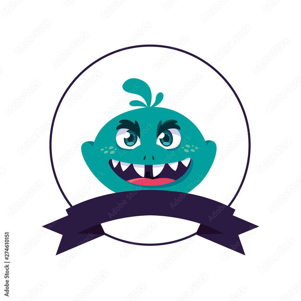 circular frame with monster comic character avatar