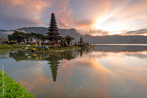 Sunrise at Pura Ulun Danu Beratan in Bedugul Bali Indonesia.