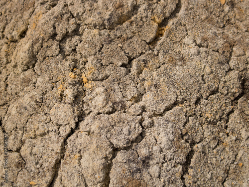 Cracked clay-sandy brown soil.