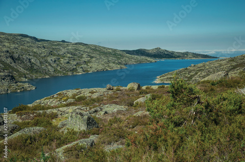 Hilly landscape with lake on highlands