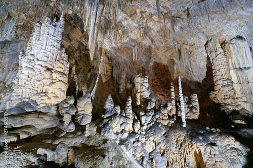 Stalactites and stalagmites in the cave of the Grandes Canalettes, France, Pyrenees-Orientales, Villefranche de Conflent photo