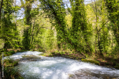 swift river and Marmore waterfalls in Umbria in Italy