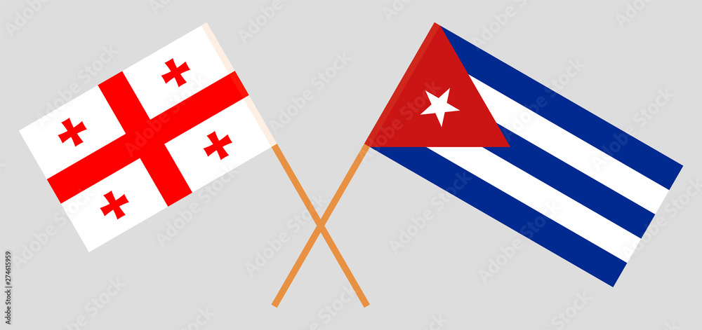 Cuba and Georgia. Crossed Cuban and Georgian flags