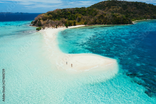 Ditaytayan island in the philippines, coron province. Aerial shot from drone about vacation,travel and tropical places