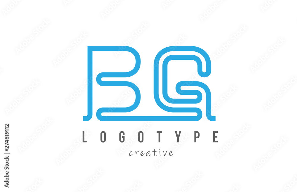 BG B G blue joined line alphabet letter combination logo icon design BG B G blue joined line alphabet letter combination logo icon design