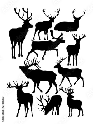 vector silhouettes of deer