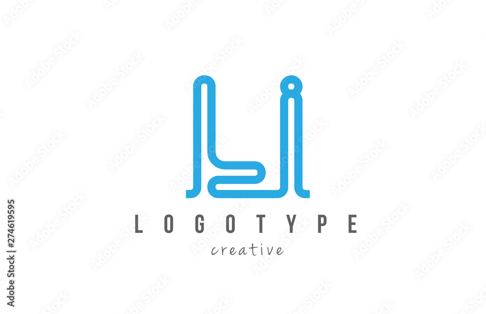 LI L I blue joined line alphabet letter combination logo icon design LI L I blue joined line alphabet letter combination logo icon design