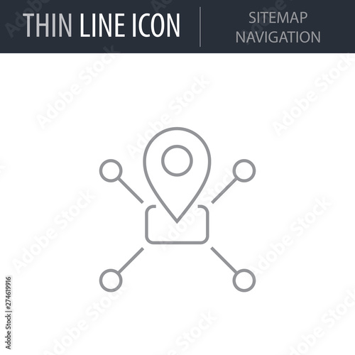 Symbol of Sitemap Navigation. Thin line Icon of Seo And Web Optimization. Stroke Pictogram Graphic for Web Design. Quality Outline Vector Symbol Concept. Premium Mono Linear Beautiful Plain Laconic