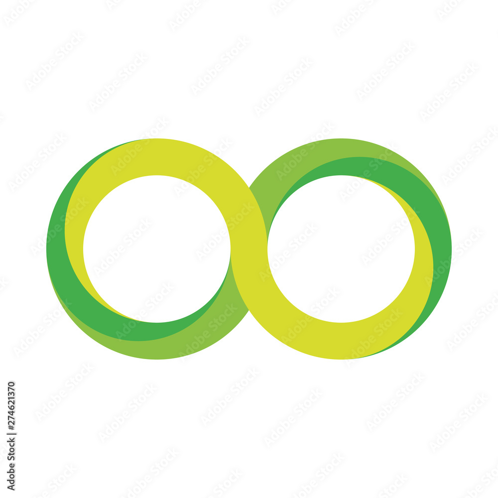 Green infinity symbol icon. 3D-like gradient design effect. Vector illustration Green infinity symbol icon. 3D-like gradient design effect. Vector illustration