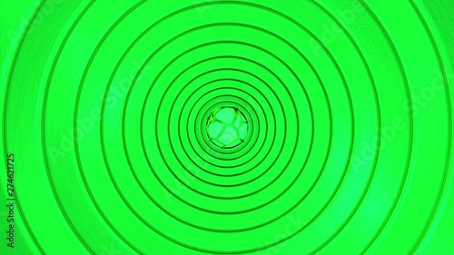 3D animation of abstract green circles with bright core. Loop-able element.