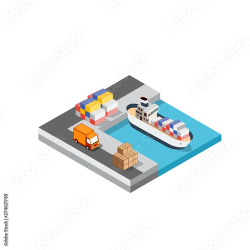Port cargo ship transport logistics
