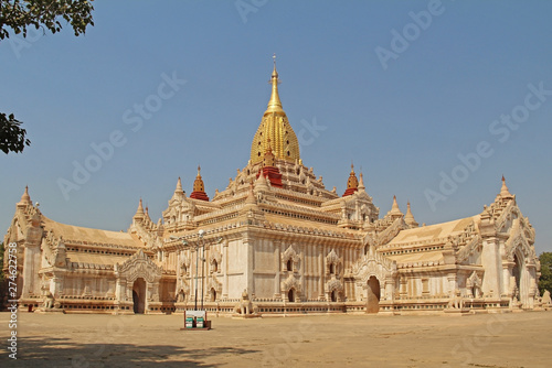 Ananda Temple in Old Bagan, a large buddhist temple, one of Bagan's best known temples. One of the most beautiful temples in the world. Myanmar.