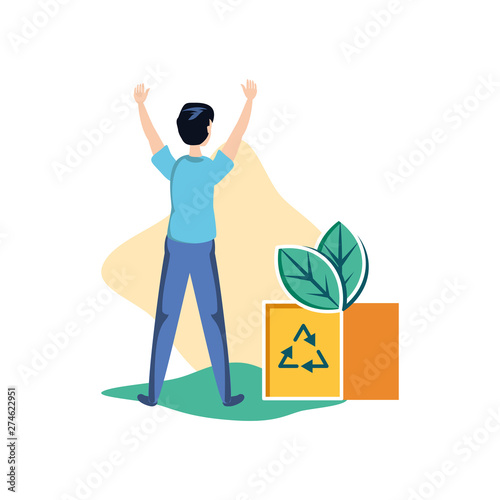 Isolated recycle box and avatar man design