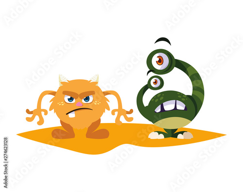 funny monsters comic characters colorful