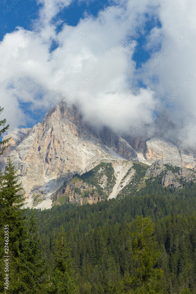 view of cliffs in Dolomites Alps