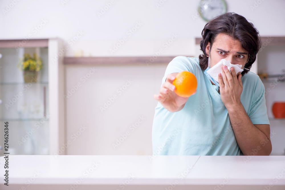 Young man suffering from allergy 