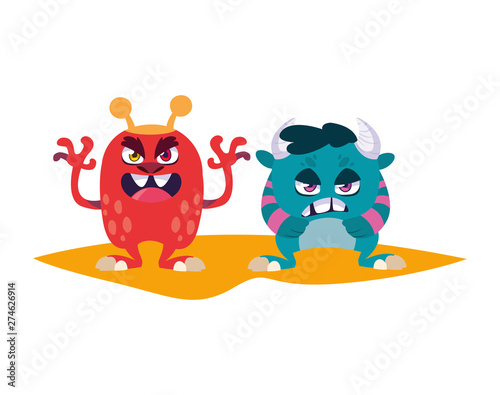 funny monsters comic characters colorful