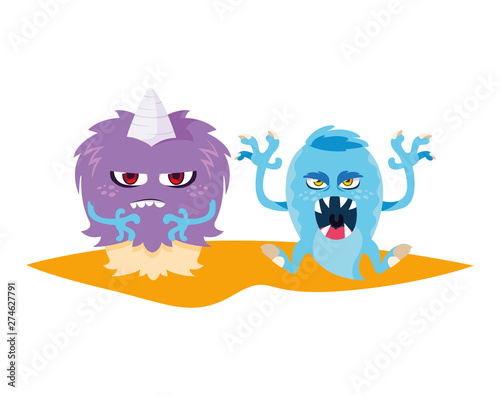 funny monsters comic characters colorful