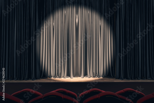 Obraz na płótnie Black stage with empty curtains