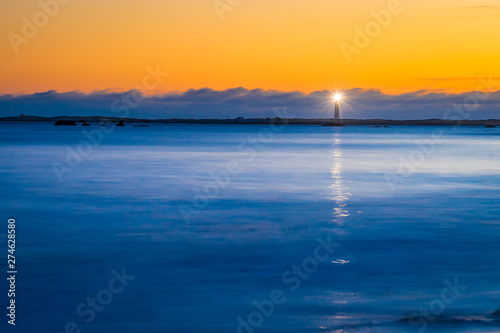 Lighthouse ocean seascape coastline shoreline on Cape Sable Island, Nova Scotia. © DerekP