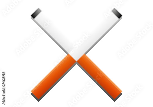 Cigarrillos de tabaco en forma de equis.