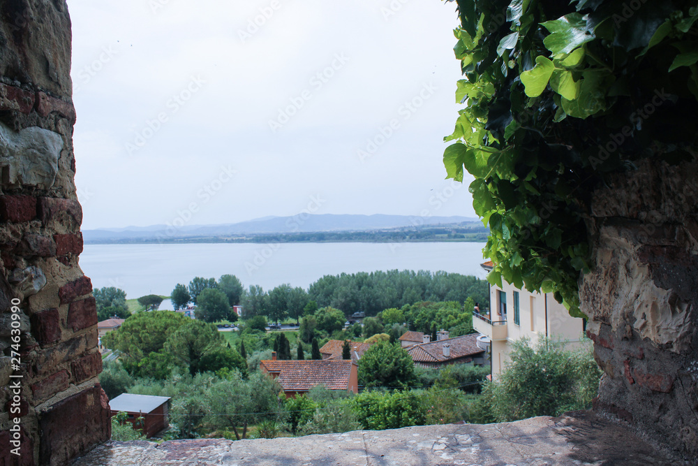 panoramic view of the Trasimeno lake Castiglione del Lago