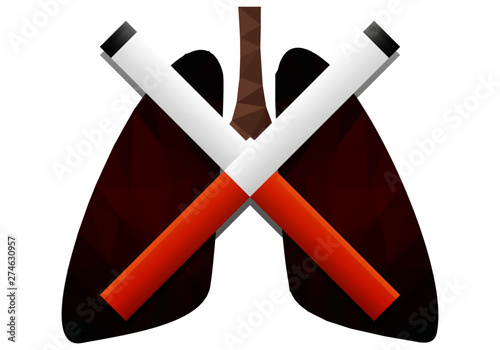 Pulmones enegrecidos y enfermos por el tabaco. 
