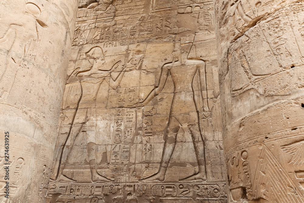 Egyptian Hieroglyphs in Luxor Temple, Luxor, Egypt